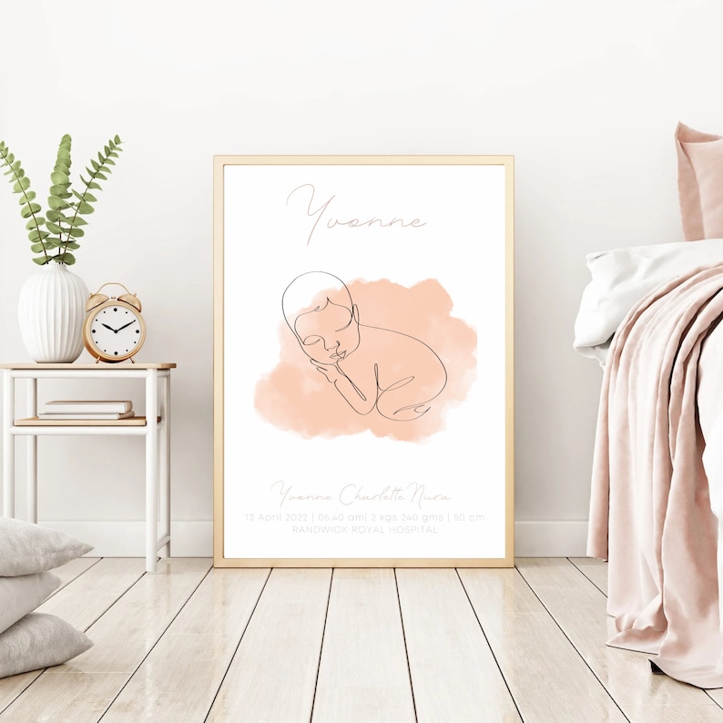 Girl Birth Poster | Personalized Baby Poster - Etsy
