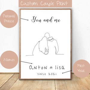 Romantic Gift for her, One Line Art Couple, Line Art Couple, Minimalist Wall Art, Face Line Art, Couple print, Line Art Print, Couple Gift