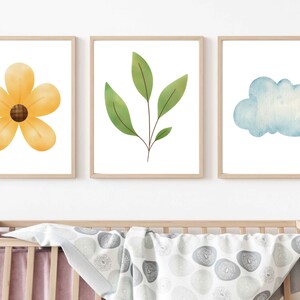 Set of 3 Nursery Prints, Gender Neutral wall Art, Bedroom Decor, Watercolour Rainbow, Sun & You Are My Sunshine Phrase DIGITAL DOWNLOAD