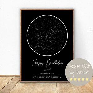 Cadeau de carte d'étoile d'anniversaire - Constellation d'étoile personnalisée