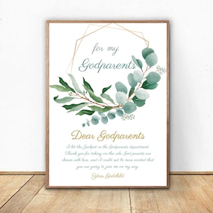 Godparents gift |Godmother Godparents Godfather Godchild | Thank you Print | Baby Baptize | Digital Print - Instant Download