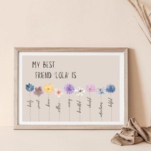 Custom Best Friend Gift - Watercolor Flowers