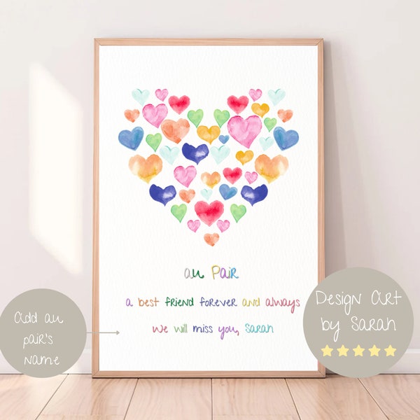 Au Pair Farewell Gift, Au Pair Leaving Present, Au Pair Appreciation Print, Nanny Gift, Custom Au Pair Gift, Instant Digital Download