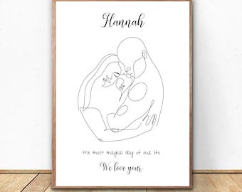 Birth Family Poster | Personalized Baby Poster | Digital files Baby Print |Wall Art Nursery Décor|  New Baby Gift, Birth Stats, Newborn