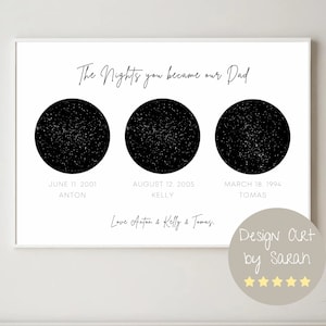 Carte des étoiles personnalisée pour papa - Précis par date et lieu