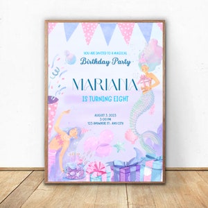 Purple Mermaid Birthday Invitation | Custom Invite