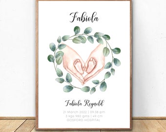 Birth Print |birth poster | Personalized Baby Poster | Digital files Baby Print |Wall Art Nursery Décor|  New Baby Gift, Birth Stats