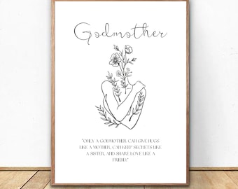 Godmother gift |Godmother Godparents Godfather Godchild | Thank you Print | Baby Baptize | Digital Print - Instant Download
