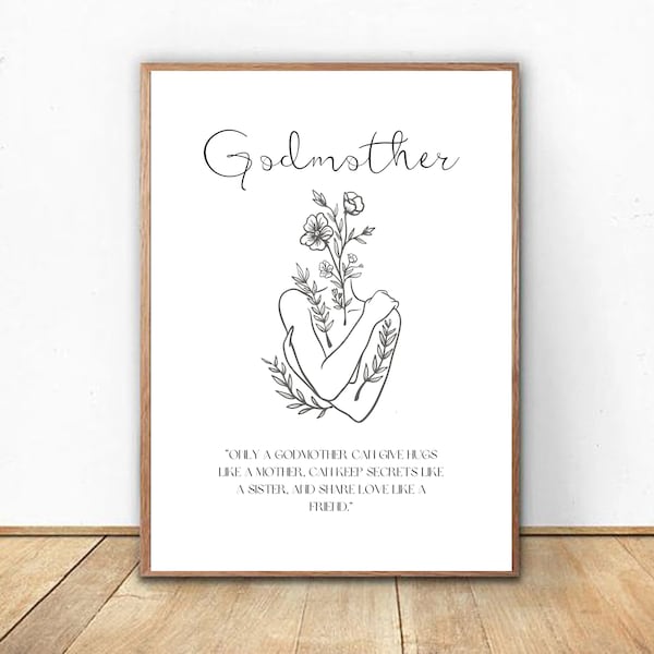 Godmother gift |Godmother Godparents Godfather Godchild | Thank you Print | Baby Baptize | Digital Print - Instant Download