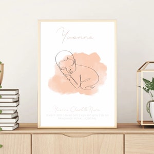 Mädchen Geburt Poster | Personalisiertes Baby Poster