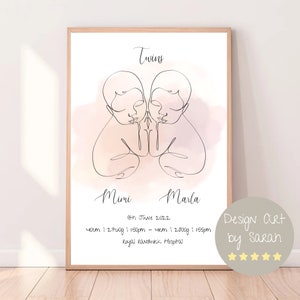 Póster de nacimiento de gemelos / Impresión personalizada