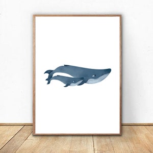 Blue Whale with Baby Print