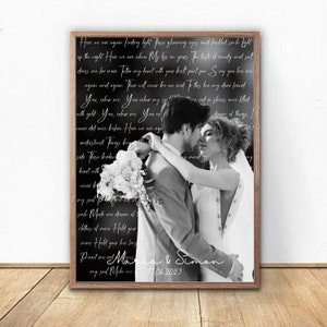 Wedding Song Lyrics with Photo Personalized|Favorite Song Canvas |1st Anniversary Print