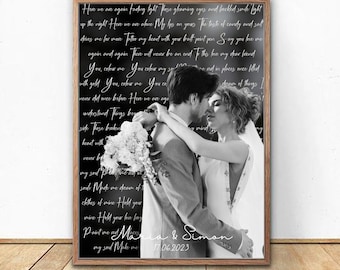 Wedding Song Lyrics with Photo Personalized|Favorite Song Canvas |1st Anniversary Print