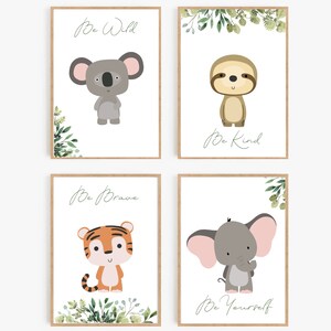 Cute Animal Nursery Prints Set of 4 Woodland Animal Prints Nursery Animal Print Forest Baby Animals Wall Art Nursery Décor| DOWNLOAD