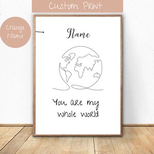 You are my world, Custom Gift for her, One Line Art, Line Art Couple, Minimalist Wall Art, Face Line Art, Couple print, Print, Couple Gift