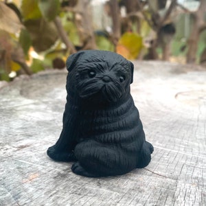 Black Obsidian Pug Dog Carving | Etsy