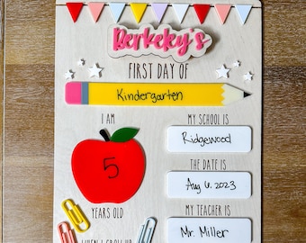 Personalized Back to School Sign | First Day of School Sign | Reusable Back to School Sign | Dry Erase First Day of School Sign