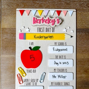 Personalized Back to School Sign | First Day of School Sign | Reusable Back to School Sign | Dry Erase First Day of School Sign