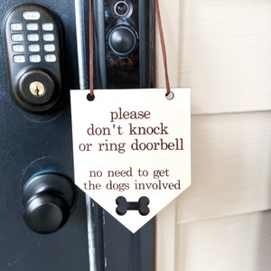Please Do Not Knock Sign-Sleeping Baby Sign-Dogs Will Bark Sign-Doorbell Sign-No Soliciting Wood Sign