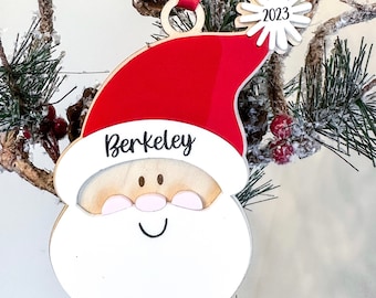 Addobbo natalizio personalizzato per bambini 2024 / 1° Natale / neonata / neonato / Addobbo di Babbo Natale / Addobbo con nome
