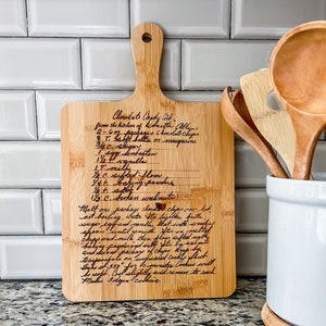 Handwritten Recipe Engraved Cutting Board, Bamboo Personalized charcuterie board, Mother’s Day | Sympathy Gift, Grandmother Family Keepsake