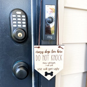Please Do Not Knock Sign-Sleeping Baby Sign-Dogs Will Bark Sign-Doorbell Sign-No Soliciting Wood Sign