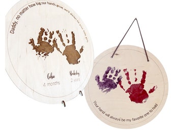Regalo con impronte di mani / Artigianato con impronte di mani per bambini / Impronte di mani incise / Regalo dei bambini / Segno di impronte di mani personalizzato