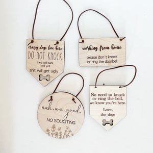Por favor, no toque la señal-Sleeping Baby Sign-Dogs Will Bark Sign-Doorbell Sign-No Soliciting Wood Sign