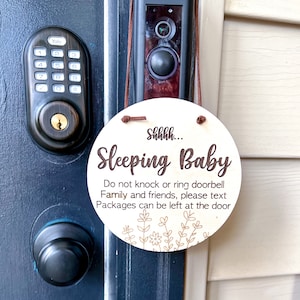 Por favor, no toque la señal-Sleeping Baby Sign-Dogs Will Bark Sign-Doorbell Sign-No Soliciting Wood Sign