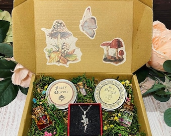 Fairycore Mystery Box -Cottagecore Jewelry -Witch Crystal Candle -Mushroom Stickers -Butterfly Wings -Fairy Gifts -Fairy Dust Potion Bottles