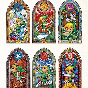 Legend of Zelda Wind Waker Stained Glass Window Cross Stitch