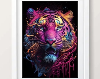 Tigre arcoíris en punto de cruz