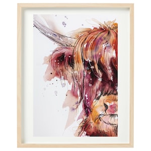 Highland Cow Watercolour Cross Stitch