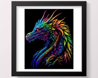 Punto de cruz del dragón arcoiris