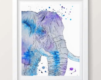 Elefante en acuarela en punto de cruz