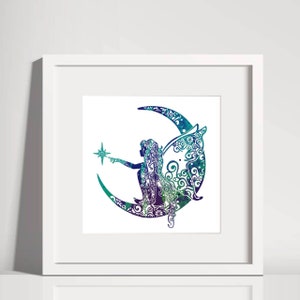 Moon Fairy Cross Stitch Silhouette