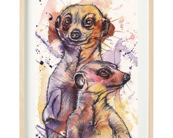 Suricata en acuarela para punto de cruz