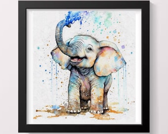 Punto de cruz de un feliz elefantito bebé