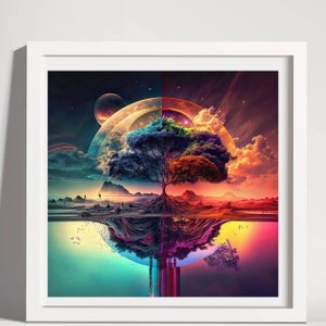 Watercolour tree of life cross stitch