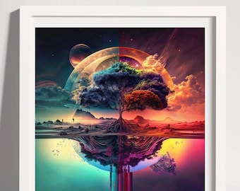 Árbol de la vida en acuarela para punto de cruz