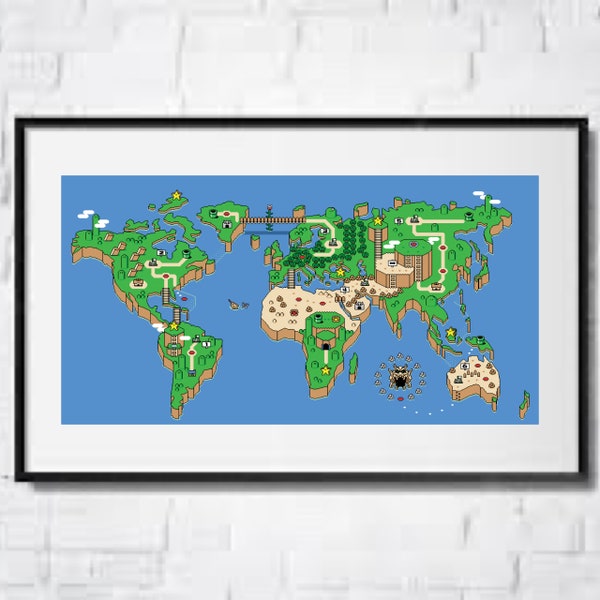 Mario World Map Cross Stitch