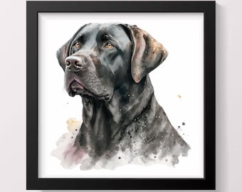 Labrador negro en acuarela para punto de cruz