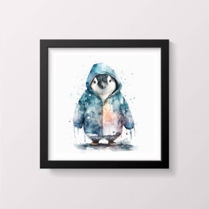 Penguin in raincoat cross stitch
