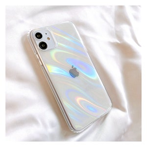 LY&SASIF Compatible with iPhone 12 Pro Max Holographic Case, Cute Laser 3D  Water Ripple Bling Glitter Luxury Wave Shape Phone case for Women Girls