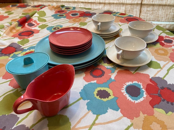 MCM Branchell Melmac Dinnerware Colorflyte 3 Plates 5 Saucers 3 Cups 5 Dessert Plates Creamer Sugar Bowl Etsy