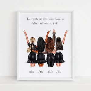 4 Friends Print, Best Friend Print, Best Friend Gift, Personalised Print, Birthday Gift for Her, Friendship Print, Custom Quote, Bestie Gift