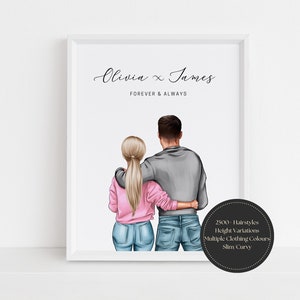 Personalised Couple Print, Valentines Day Gift, Anniversary Gift, Couples Gift, Gift for Him, Boyfriend Girlfriend Print, Gift for Her,