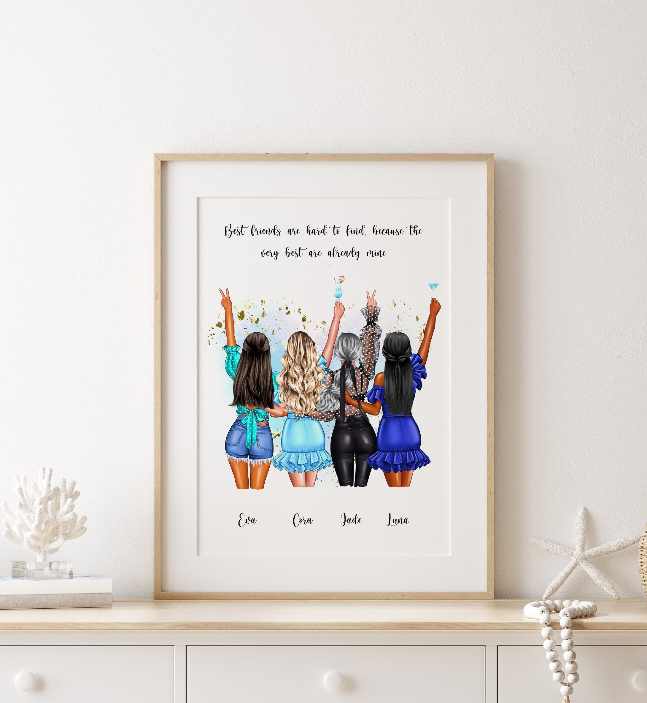 4 Friends Print Best Friend Print Best Friend Gift - Etsy