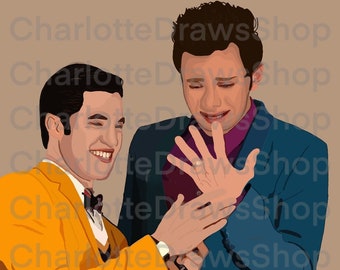 Glee Kurt and Blaine Full Face Engagement Digital Drawing